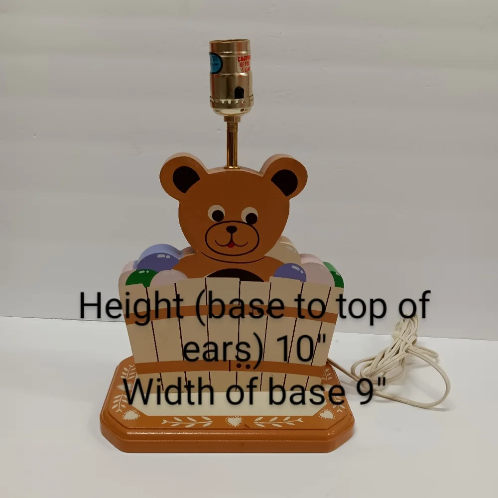 Vintage Murray Feiss 90s Wooden Hand Painted Bear Nursery Lamp